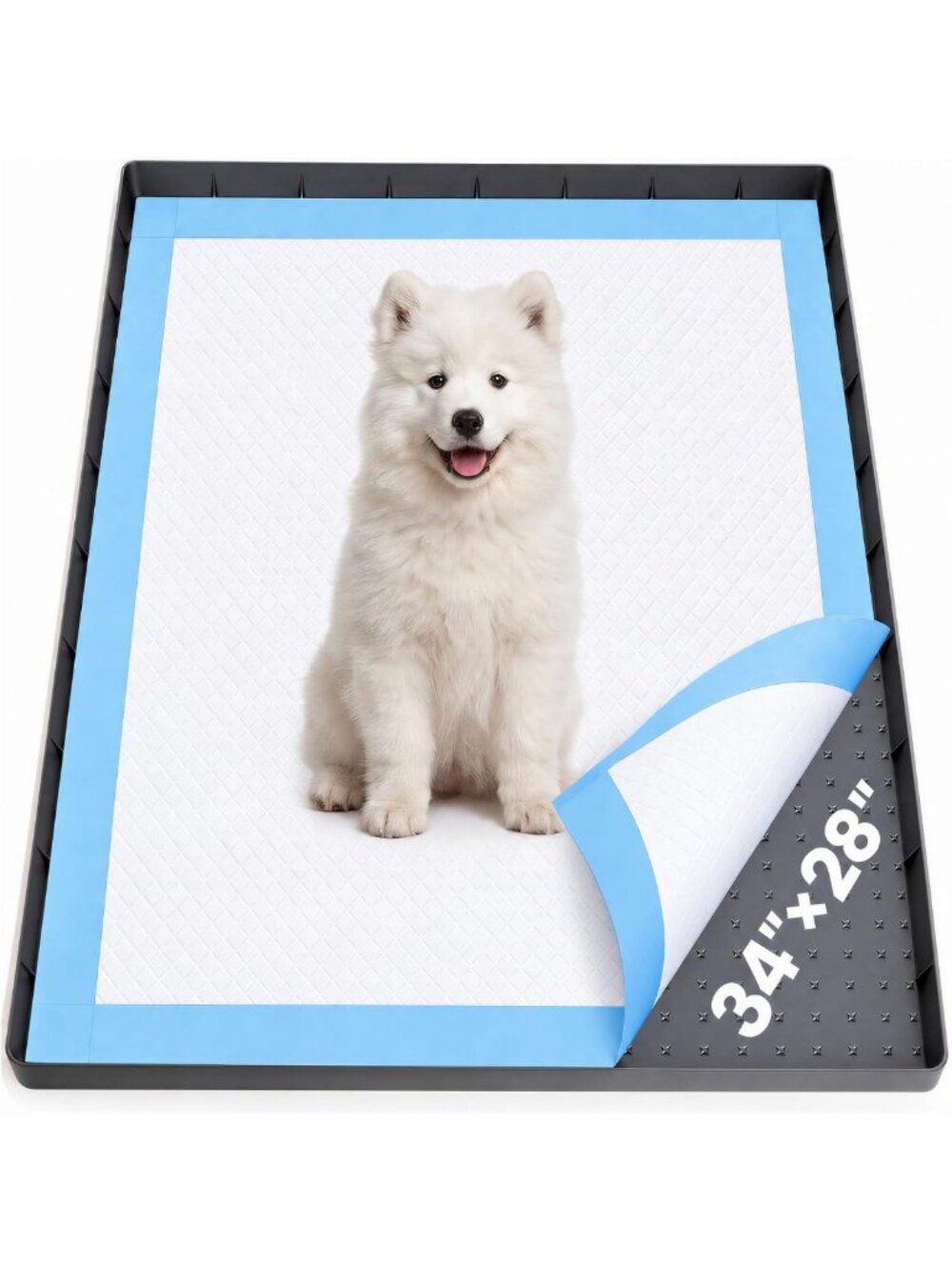 Waterproof Pet Pee Pad Holder & Cat Litter Mat, 34''x28'', Easy Clean, Soft Paws